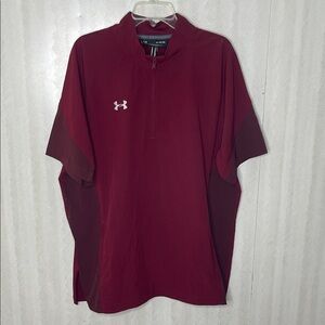 🆕 UNDER ARMOUR Quarter Zip Maroon Loose Polo Size XL